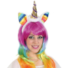 Fasching Kostüm Zubehör Haarreif mit Regenbogen Ohren und Einhorn Horn