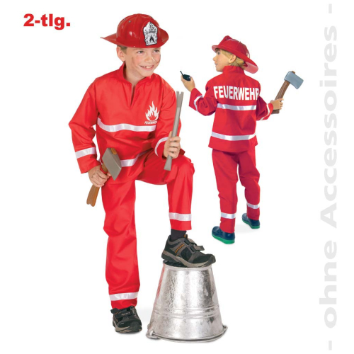 Fasching Feuerwehrmann Feuerwehr Kostüm Uniform rot 2-tlg. Gr. 104 Karneval