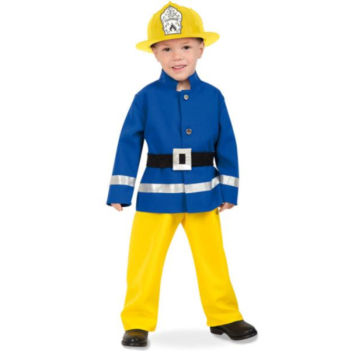 Fasching Kostüm Feuerwehrmann gelb blau Comicfigur 2-tlg. mit Gürtel