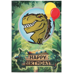 Klappkarte Kinderkarte Motiv 50 Dinosaurier T-Rex mit Ballon