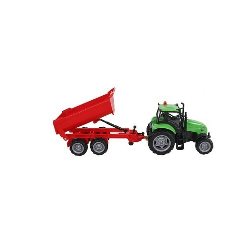 Traktor mit Anhänger + Licht & Sound 25 cm roter Anhänger