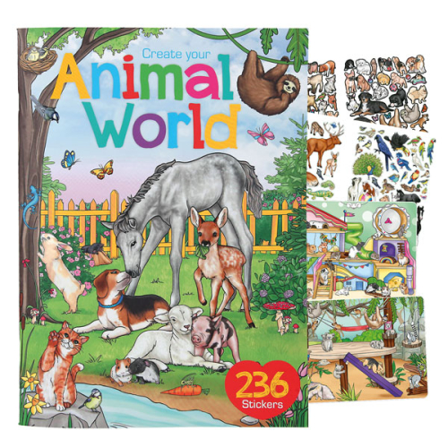 Stickerbuch Malbuch mit Stickern Create your Animal World Tierwelt
