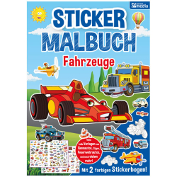 Stickerbuch Malbuch A4 mit Stickern Fahrzeuge 