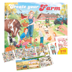 Stickerbuch Malbuch mit Stickern Create your Farm Bauernhof