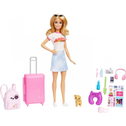 Mattel Barbie Travel Puppe mit Hündchen und Accessoires