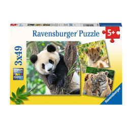 Ravensburger Puzzle Panda, Tiger und Löwe 3x49 Teile