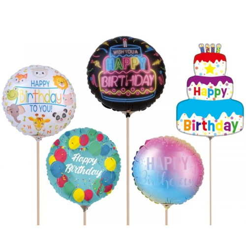 Mini-Folienballon Happy Birthday, luftbefüllt, 5 Designs