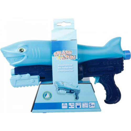 Splash & Fun Wasserpistole Shark Hai Pumpfunktion Schussfumktion 33 cm