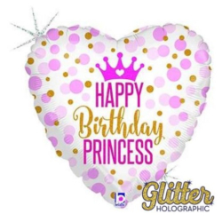 Folienballon Herz Happy Birthday Princess Glitter...
