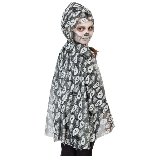 Halloween Kostüm Wendecape Zombie mit Kapuze grau