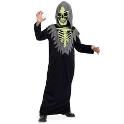 Halloween Kostüm Robe Skelett Zombie GID mit Kapuze