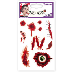 Fasching Halloween Wunden Tattoos Aufkleber Zombienarben sortiert