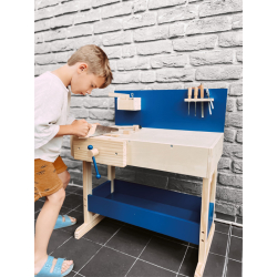 small foot Kinderwerkbank Blau mit Zubehör und Werkzeug