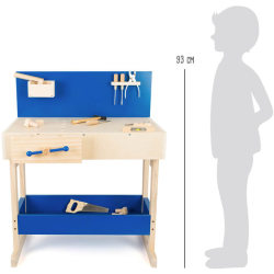 small foot Kinderwerkbank Blau mit Zubehör und Werkzeug