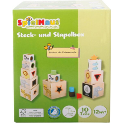 SpielMaus Holz Stapelboxen und Steckboxen 10 Teile