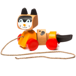 CUBIKA Nachziehspielzeuge Walk-A-Long Katze Cat Holzspielzeug