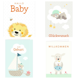 Die Spiegelburg Grußkarten Babykarten (4 Designs)