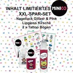 MINICO XXL-SPAR-SET - Nagellack Glitzer u. Pink, Lipgloss...