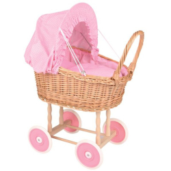 Puppenwagen Korb rosa