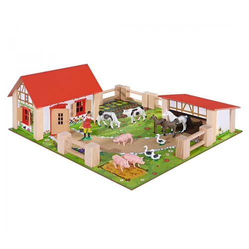 Eichhorn Holzbauernhof Bauernhof klein mit Tieren und Figuren