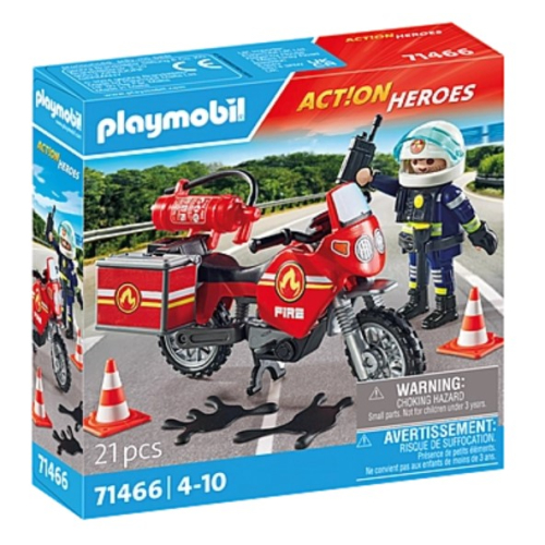 PLAYMOBIL Action Heroes Feuerwehrmotorrad am Unfallort 71466