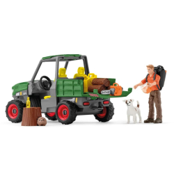 Schleich Farm World Waldbauer Waldarbeiter mit Fahrzeug und Hund