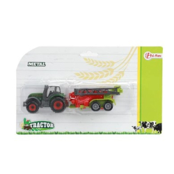 Toi-Toys TRACTOR Traktor 7cm mt Anhänger Metall rote...