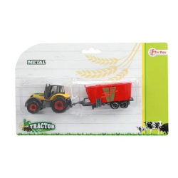 Toi-Toys TRACTOR Traktor 7cm mt Anhänger Metall...