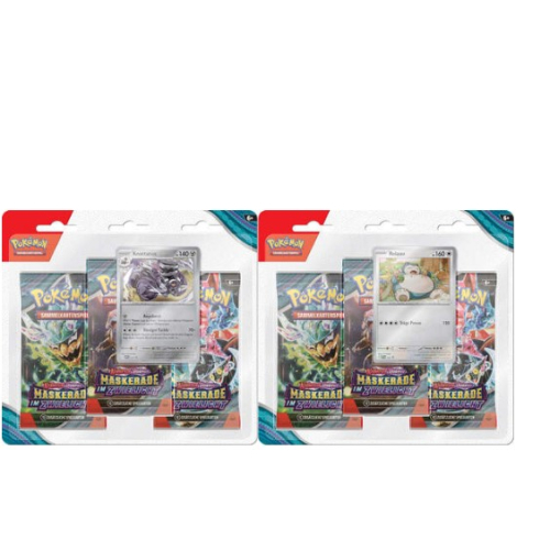 Pokemon Sammelkarten Karmesin & Purpur – Maskerade im Zwielicht KP06 3-Pack Blister DE MBE6