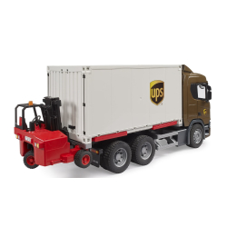 Bruder Scania Super 560R UPS Logistik-LKW Lastwagen mit Mitnahmestapler 03582