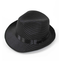 Fasching Hut schwarz mit Nadelstreifen