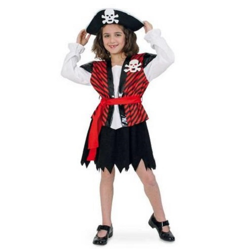 Fasching Karneval Piratin Kostüm Kleid mit Gürtel Gr. 152