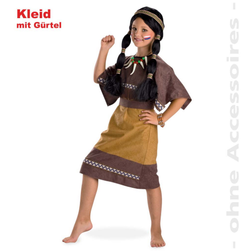 Fasching Little Squaw Indianerin Kleid mit Gürtel Größe 128