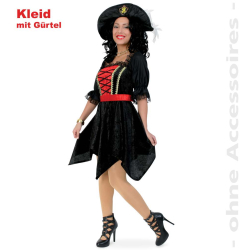 Fasching Megan Kleid Piratin Vamp Kostüm mit Gürtel Gr. 36