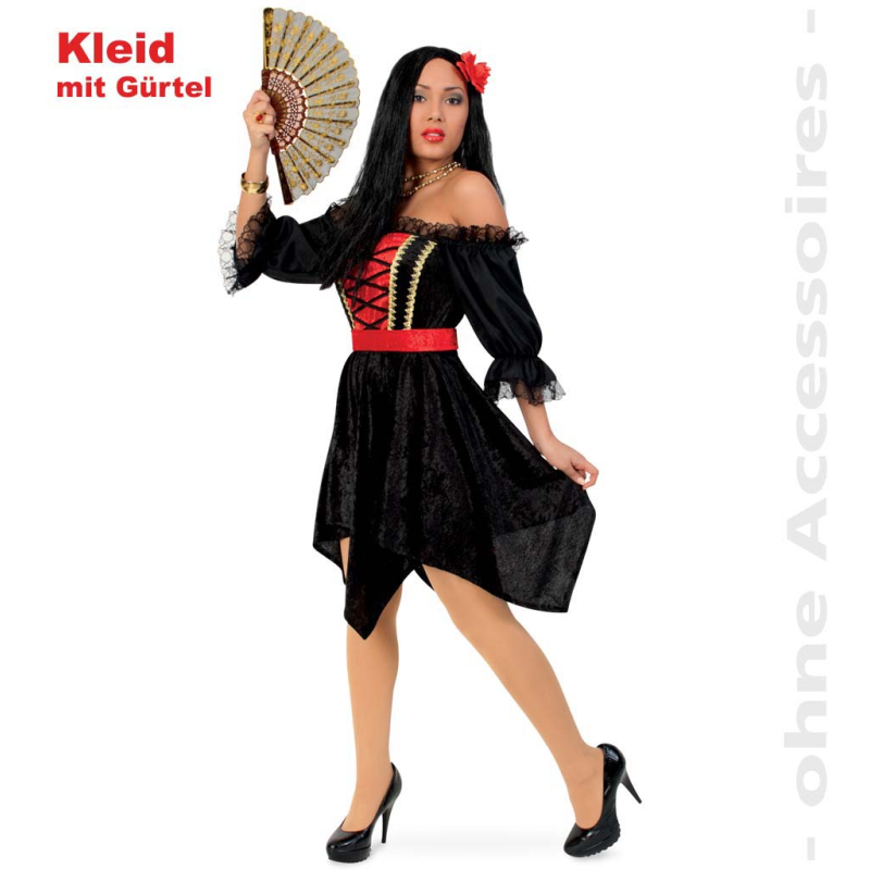 Fasching Megan Kleid Piratin Vamp Kostüm mit Gürtel Gr. 42,
