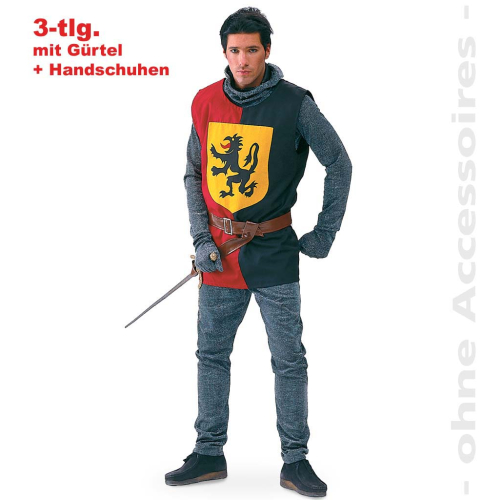 Fasching Ritter Kostüm Gawain mit Gürtel & Handschuhen Gr. 52