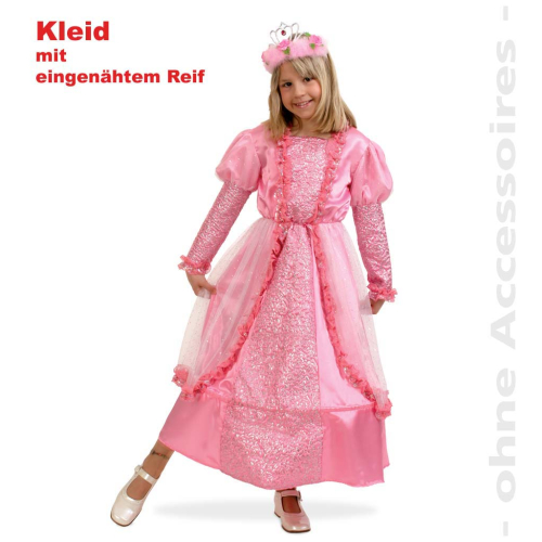 Fasching Prinzessin Fiona Kleid mit eingenähtem Reif Gr. 140 Karneval Kostüm