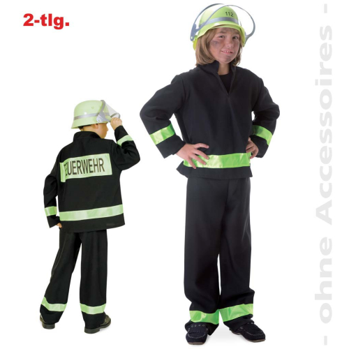 Fasching Feuerwehrmann Feuerwehr Kostüm schwarz 2-tlg. Gr. 104
