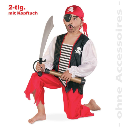 Fasching Pirat mit Kopftuch Gr. 128 Piraten Kostüm